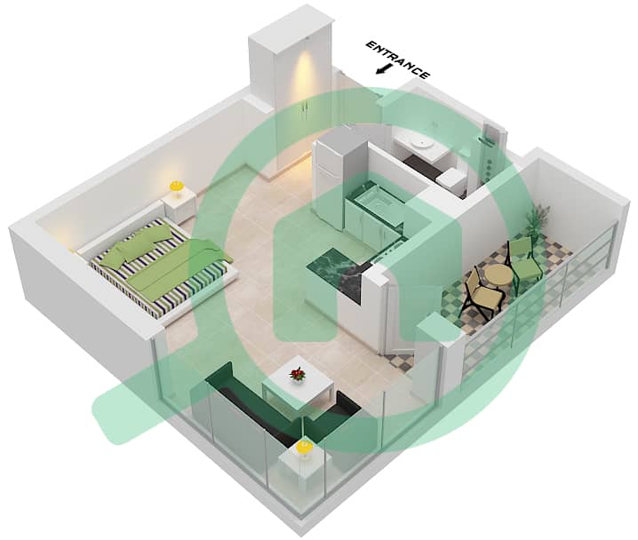 MAG 5 Бульвар - Апартамент Студия планировка Единица измерения 403 4th Floor interactive3D