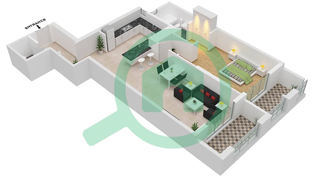 Spanish Tower - 1 Bedroom Apartment Unit 11 FLOOR 1 Floor plan Floor 1 interactive3D