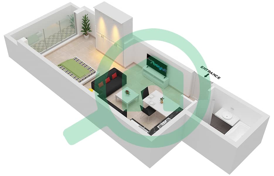 西班牙安达鲁西亚公寓 - 单身公寓单位12 FLOOR 1戶型图 Floor 1 interactive3D