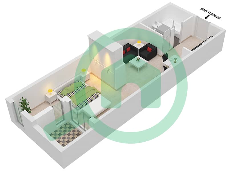 西班牙安达鲁西亚公寓 - 单身公寓单位16 FLOOR 1戶型图 Floor 1 interactive3D