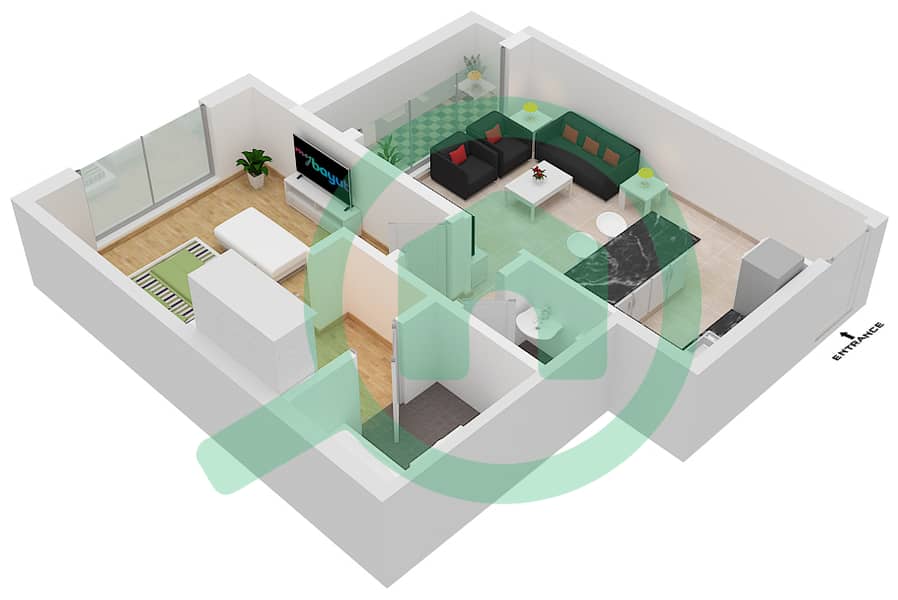 西班牙安达鲁西亚公寓 - 1 卧室公寓单位18 FLOOR 1戶型图 Floor 1 interactive3D