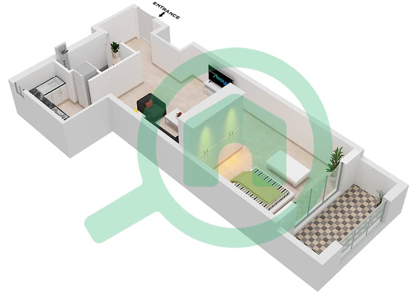 西班牙安达鲁西亚公寓 - 单身公寓单位20 FLOOR 1戶型图 Floor 1 interactive3D
