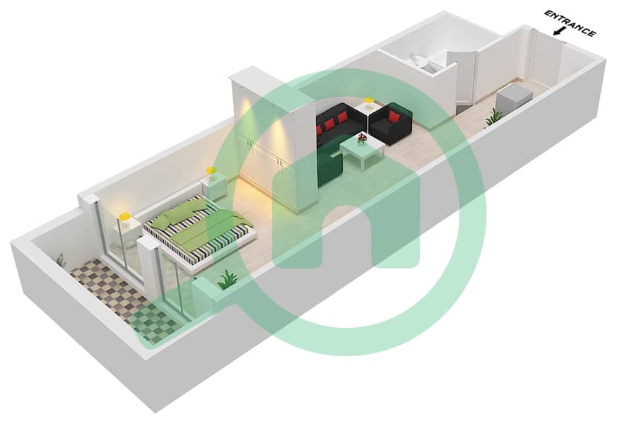 西班牙安达鲁西亚公寓 - 单身公寓单位22 FLOOR 1戶型图 Floor 1 interactive3D