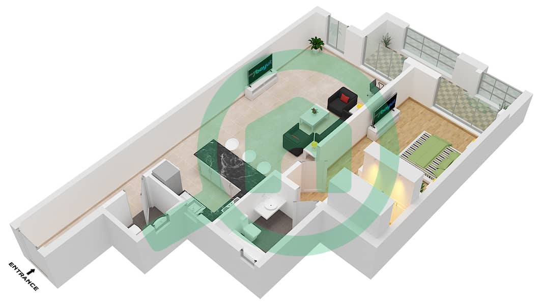 西班牙安达鲁西亚公寓 - 1 卧室公寓单位23 FLOOR 1戶型图 Floor 1 interactive3D