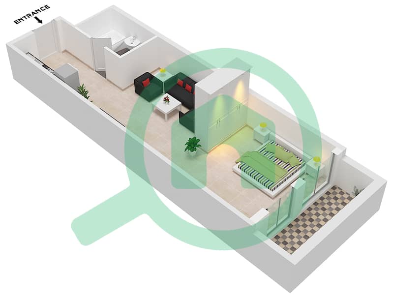 المخططات الطابقية لتصميم الوحدة 12 FLOOR 2 شقة استوديو - البرج الاسباني Floor 2 interactive3D