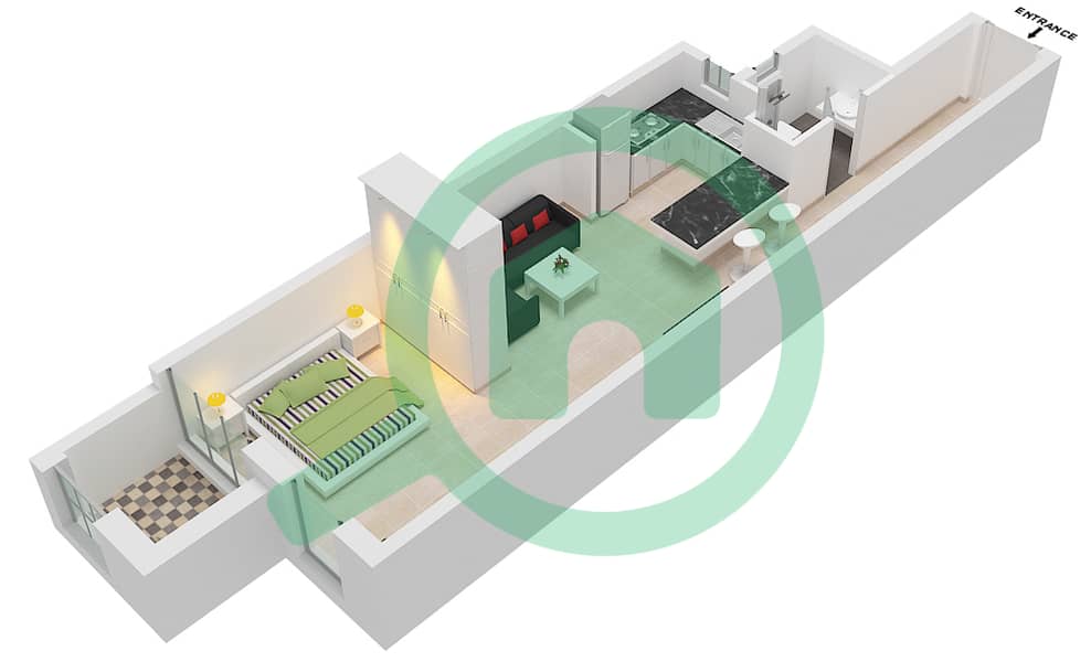 Spanish Tower - Studio Apartment Unit 13 FLOOR 2 Floor plan Floor 2 interactive3D