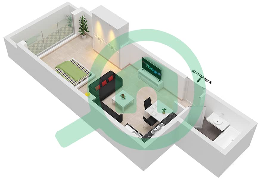 Spanish Tower - Studio Apartment Unit 15 FLOOR 2 Floor plan Floor 2 interactive3D