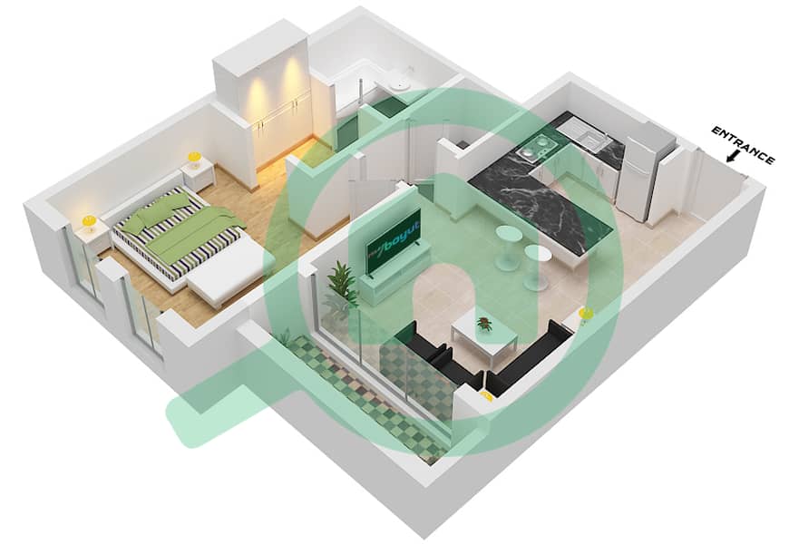 西班牙安达鲁西亚公寓 - 1 卧室公寓单位16 FLOOR 2戶型图 Floor 2 interactive3D