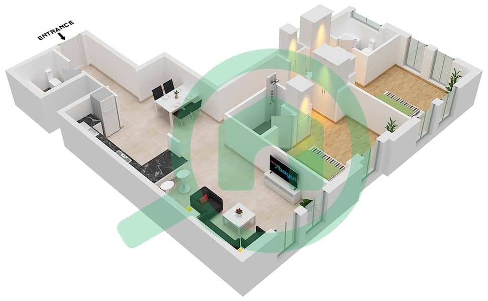 Spanish Tower - 2 Bedroom Apartment Unit 17 FLOOR 2 Floor plan Floor 2 interactive3D