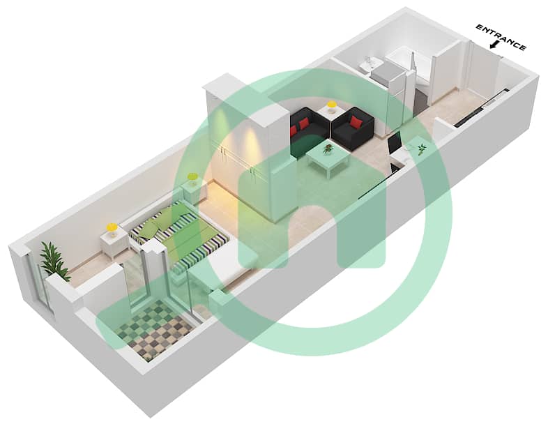 Испанский Андалузский - Апартамент Студия планировка Единица измерения 19 FLOOR 2 Floor 2 interactive3D