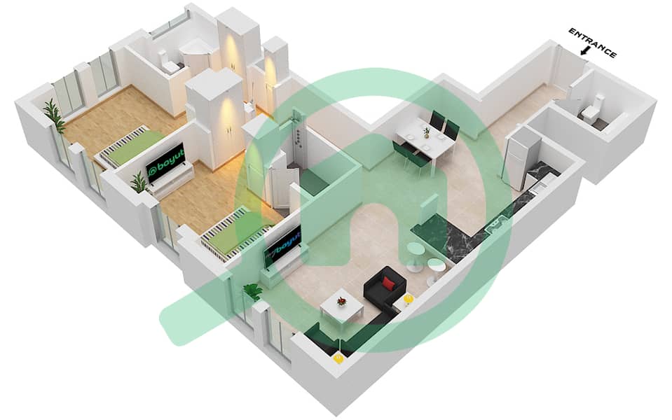 西班牙安达鲁西亚公寓 - 2 卧室公寓单位20 FLOOR 2戶型图 Floor 2 interactive3D