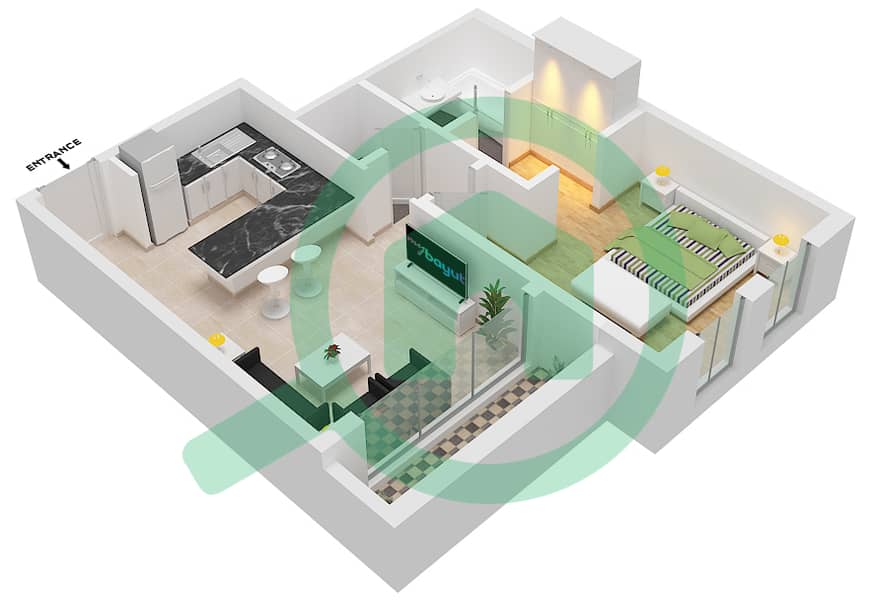 Испанский Андалузский - Апартамент 1 Спальня планировка Единица измерения 21 FLOOR 2 Floor 2 interactive3D