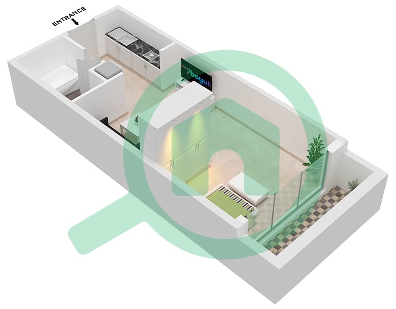 Испанский Андалузский - Апартамент Студия планировка Единица измерения 22 FLOOR 2 Floor 2 interactive3D
