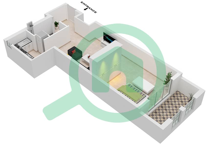西班牙安达鲁西亚公寓 - 单身公寓单位23 FLOOR 2戶型图 Floor 2 interactive3D