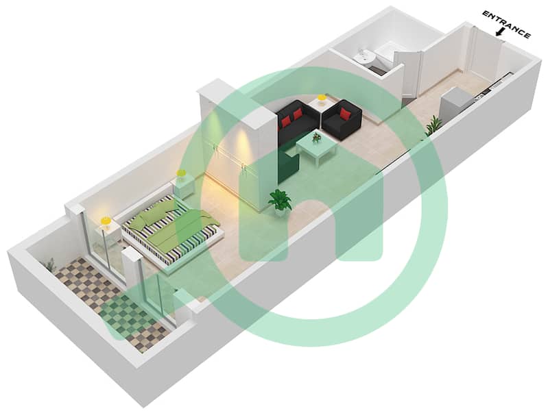 Spanish Tower - Studio Apartment Unit 25 FLOOR 2 Floor plan Floor 2 interactive3D