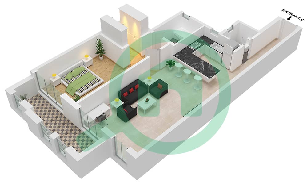 西班牙安达鲁西亚公寓 - 1 卧室公寓单位26 FLOOR 2戶型图 Floor 2 interactive3D
