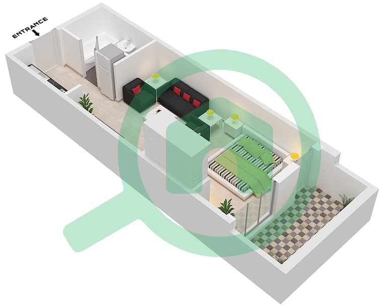 Испанский Андалузский - Апартамент Студия планировка Единица измерения 4 FLOOR 3 Floor 3 interactive3D