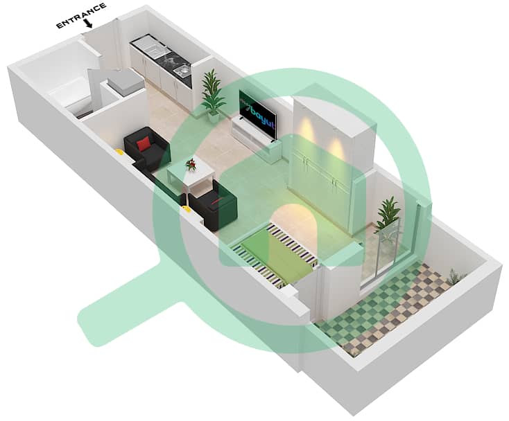 المخططات الطابقية لتصميم الوحدة 5 FLOOR 3 شقة استوديو - البرج الاسباني Floor 3 interactive3D