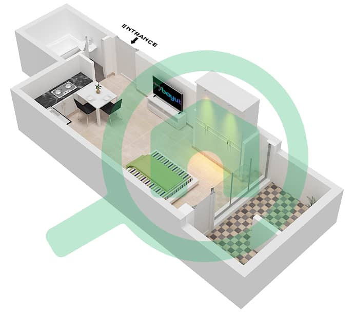 Spanish Tower - Studio Apartment Unit 7 FLOOR 3 Floor plan Floor 3 interactive3D