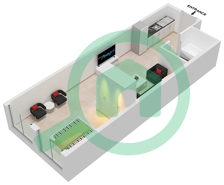 Испанский Андалузский - Апартамент Студия планировка Единица измерения 10 FLOOR 3 Floor 3 interactive3D