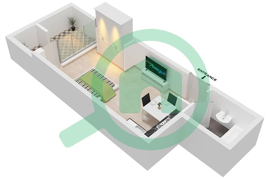 المخططات الطابقية لتصميم الوحدة 13 FLOOR 3 شقة استوديو - البرج الاسباني Floor 3 interactive3D
