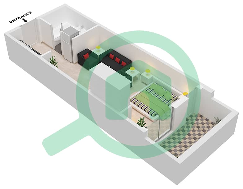 Испанский Андалузский - Апартамент Студия планировка Единица измерения 15 FLOOR 3 Floor 3 interactive3D