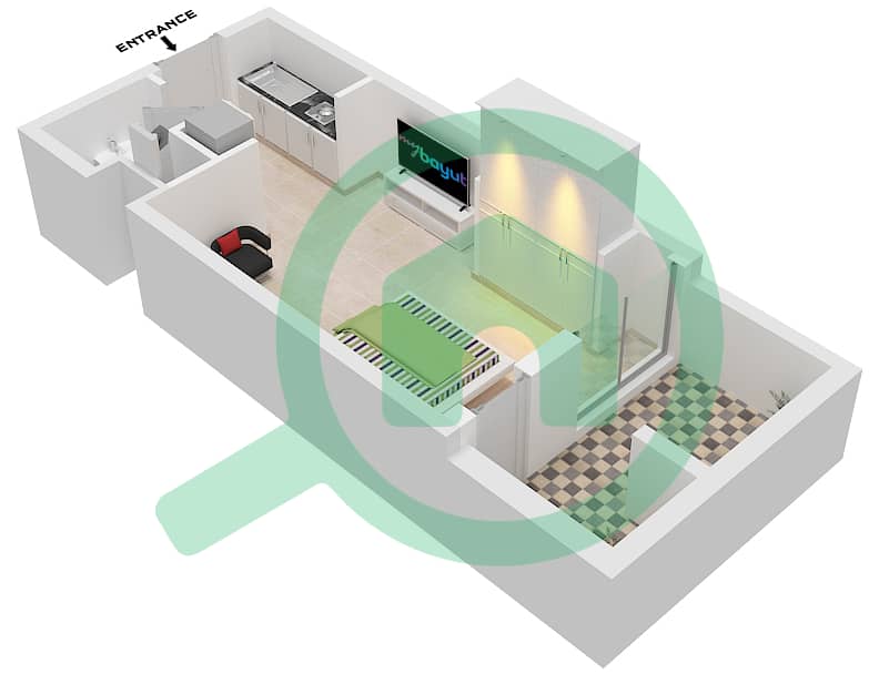 المخططات الطابقية لتصميم الوحدة 18 FLOOR 3 شقة استوديو - البرج الاسباني Floor 3 interactive3D