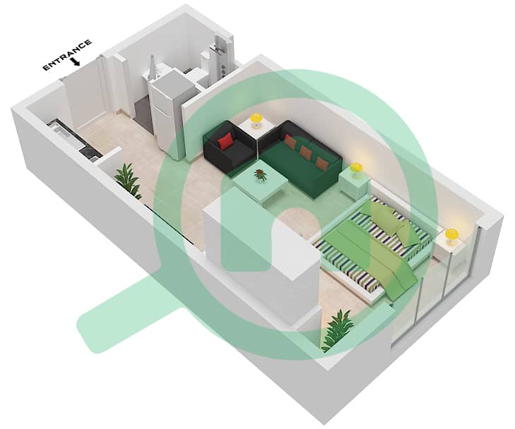 Spanish Tower - Studio Apartment Unit 2 FLOOR 4 Floor plan Floor 4 interactive3D