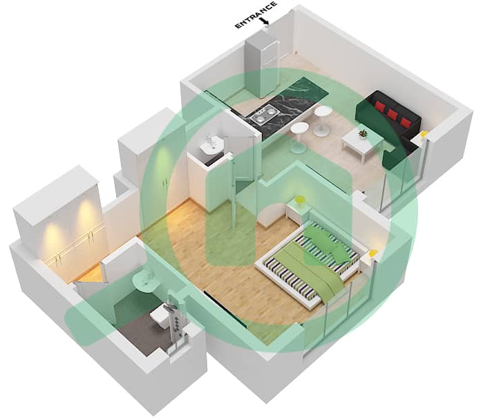 西班牙安达鲁西亚公寓 - 1 卧室公寓单位3 FLOOR 4戶型图 Floor 4 interactive3D