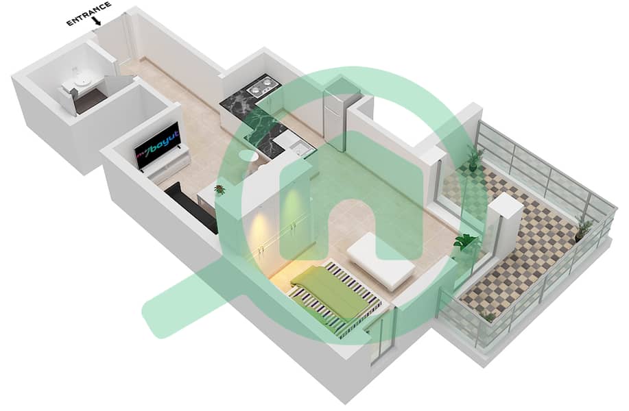 Испанский Андалузский - Апартамент Студия планировка Единица измерения 4 FLOOR 4,5 Floor 4,5 interactive3D