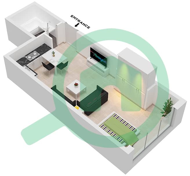 Испанский Андалузский - Апартамент Студия планировка Единица измерения 9 FLOOR 4 Floor 4 interactive3D