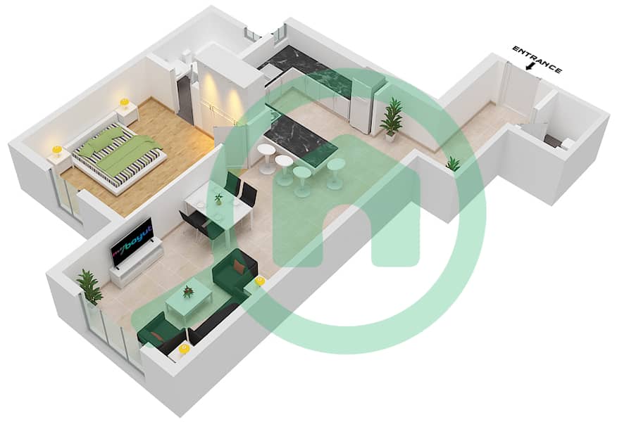 Spanish Tower - 1 Bedroom Apartment Unit 10 FLOOR 4 Floor plan Floor 4 interactive3D