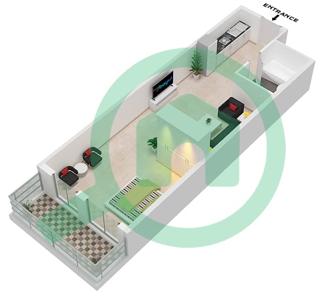 Spanish Tower - Studio Apartment Unit 12 FLOOR 4 Floor plan Floor 4 interactive3D