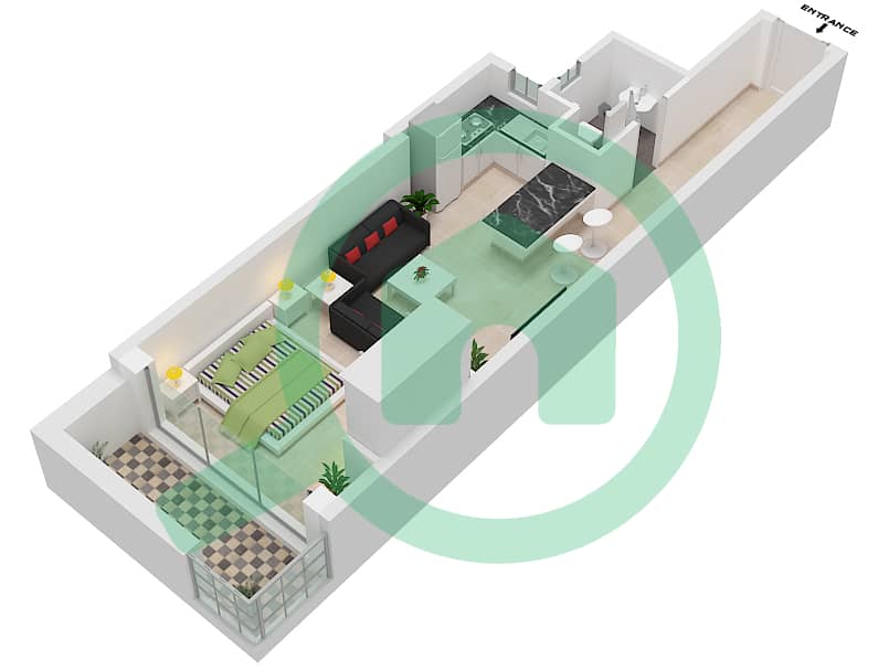 Spanish Tower - Studio Apartment Unit 13 FLOOR 4 Floor plan Floor 4 interactive3D
