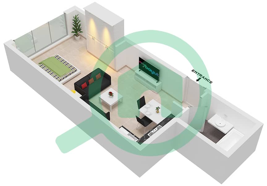 Spanish Tower - Studio Apartment Unit 15 FLOOR 4 Floor plan Floor 4 interactive3D