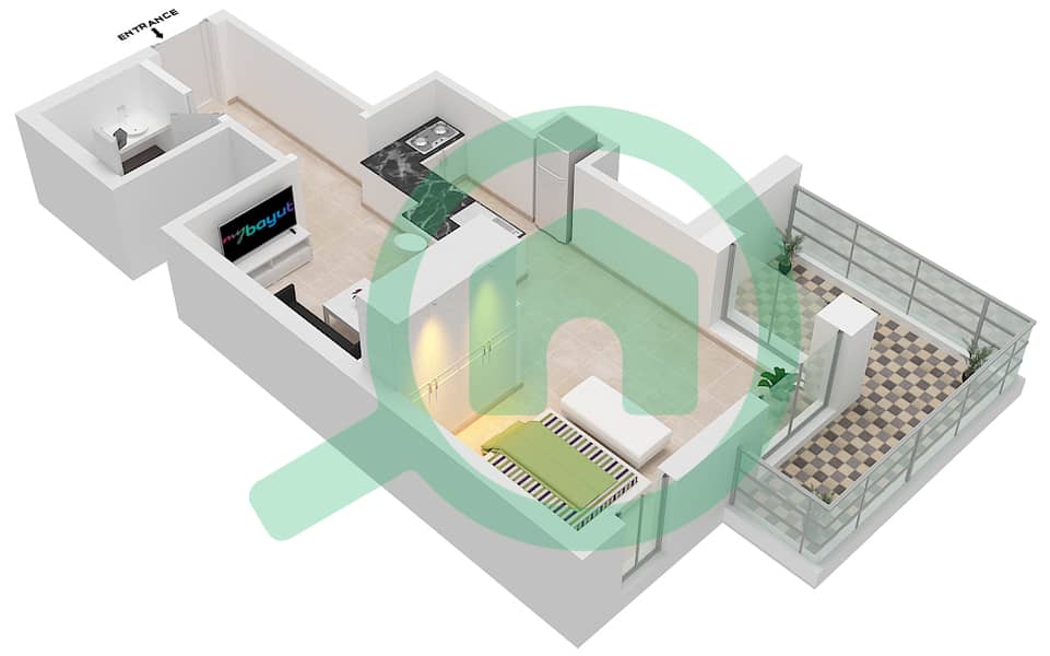 Испанский Андалузский - Апартамент Студия планировка Единица измерения 17 FLOOR 4,5 Floor 4,5 interactive3D