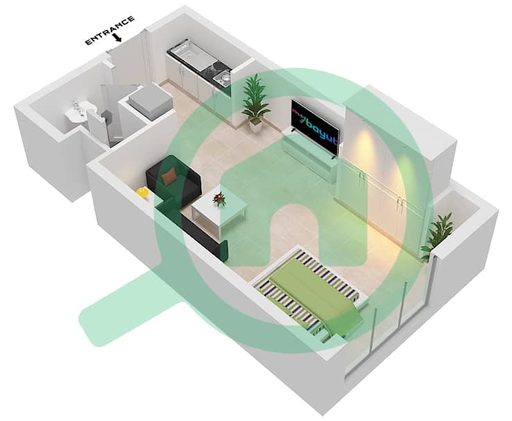 Spanish Tower - Studio Apartment Unit 22 FLOOR 4 Floor plan Floor 4 interactive3D