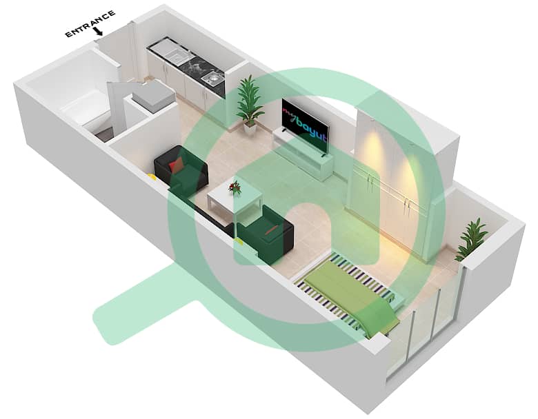 المخططات الطابقية لتصميم الوحدة 19 FLOOR 4 شقة استوديو - البرج الاسباني Floor 4 interactive3D