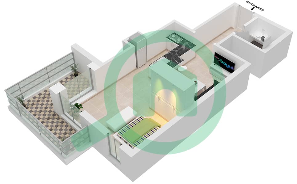 المخططات الطابقية لتصميم الوحدة 20 FLOOR 4,5 شقة استوديو - البرج الاسباني Floor 4,5 interactive3D