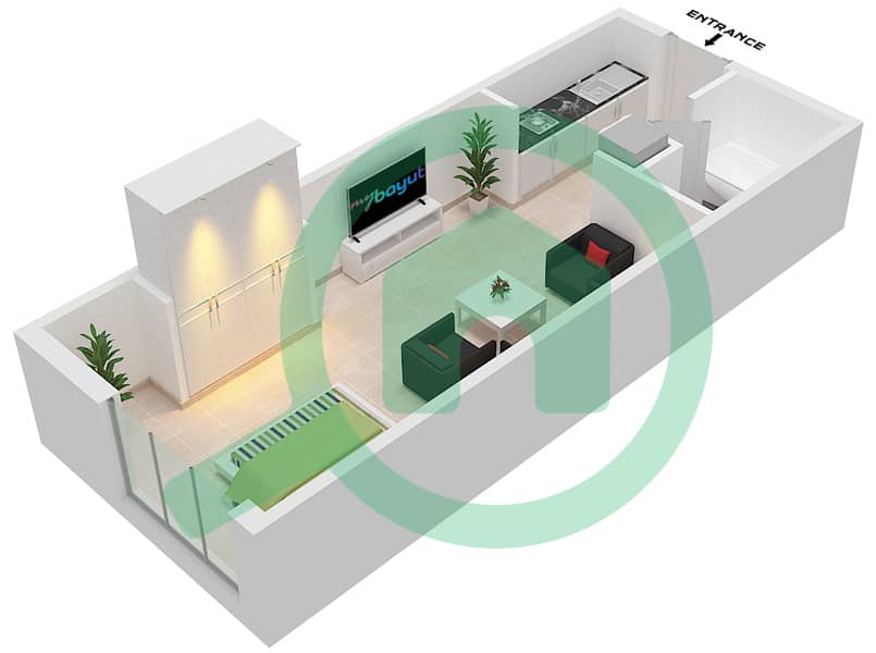 Spanish Tower - Studio Apartment Unit 18 FLOOR 4 Floor plan Floor 4 interactive3D
