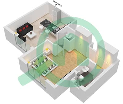 المخططات الطابقية لتصميم الوحدة 21 FLOOR 4 شقة 1 غرفة نوم - البرج الاسباني