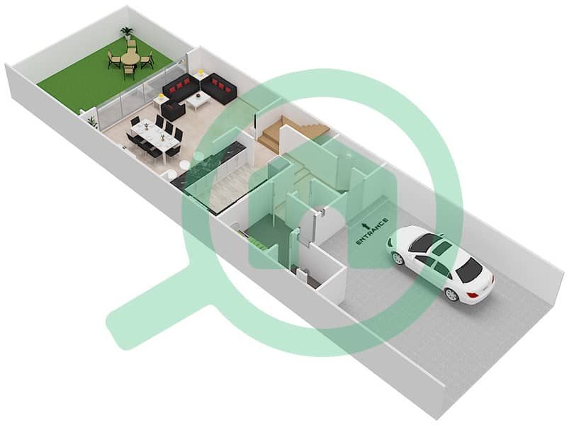 阿尔布罗伊杰社区1号 - 3 卧室联排别墅类型5戶型图 Ground Floor interactive3D