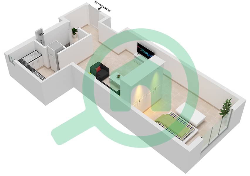 Spanish Tower - Studio Apartment Unit 23 FLOOR 4,5 Floor plan Floor 4,5 interactive3D