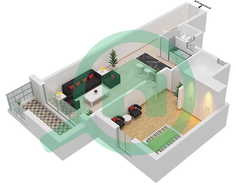 Испанский Андалузский - Апартамент 1 Спальня планировка Единица измерения 24 FLOOR 4 Floor 4 interactive3D