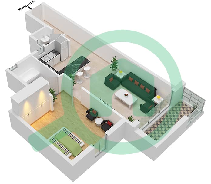 Испанский Андалузский - Апартамент 1 Спальня планировка Единица измерения 26 FLOOR 4 Floor 4 interactive3D