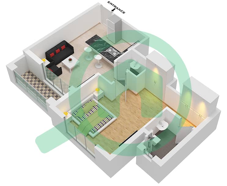المخططات الطابقية لتصميم الوحدة 8 FLOOR 5 شقة 1 غرفة نوم - البرج الاسباني Floor 5 interactive3D