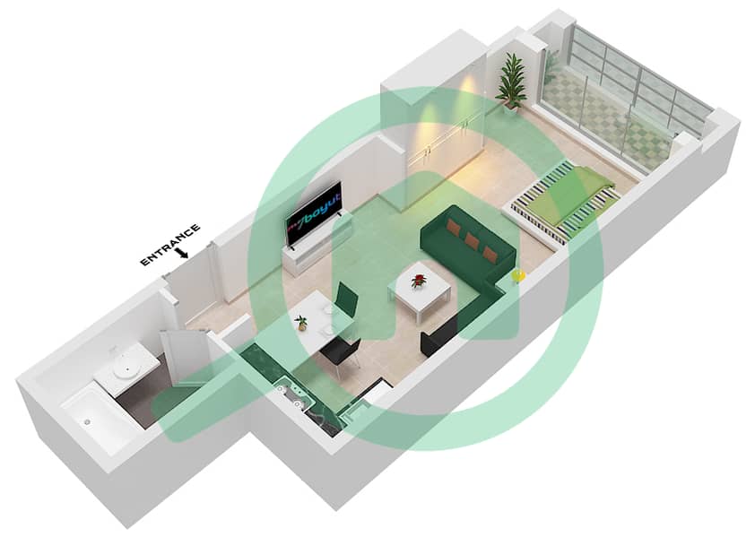 Испанский Андалузский - Апартамент Студия планировка Единица измерения 9 FLOOR 5 Floor 5 interactive3D