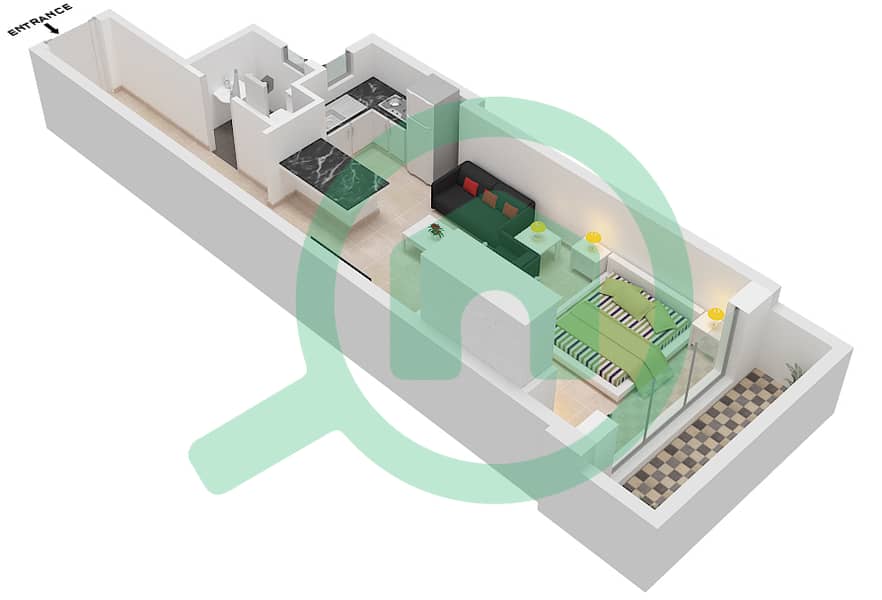 المخططات الطابقية لتصميم الوحدة 11 FLOOR 5 شقة استوديو - البرج الاسباني Floor 5 interactive3D