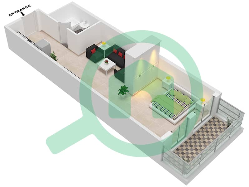 المخططات الطابقية لتصميم الوحدة 12 FLOOR 5 شقة استوديو - البرج الاسباني Floor 5 interactive3D