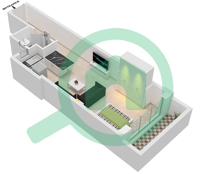 Spanish Tower - Studio Apartment Unit 13 FLOOR 5 Floor plan Floor 5 interactive3D